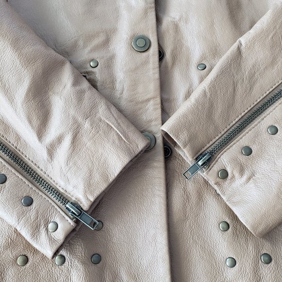 Excelled Vintage Y2K Leather Studded Brown Biker Moto Jacket - Picture 9 of 10